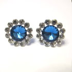 Silver Tone 17mm Stunning Sapphire Crystal Flower Post Earrings