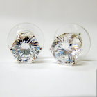 Silver Tone 8mm Clear Cubic Zirconia Stud Earrings 20397-100